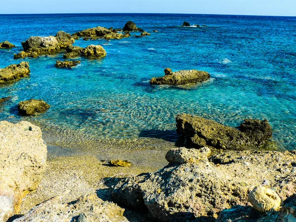 Vista Sulla Spiaggia Sulla Costa Dell Isola Creta — Foto Stock