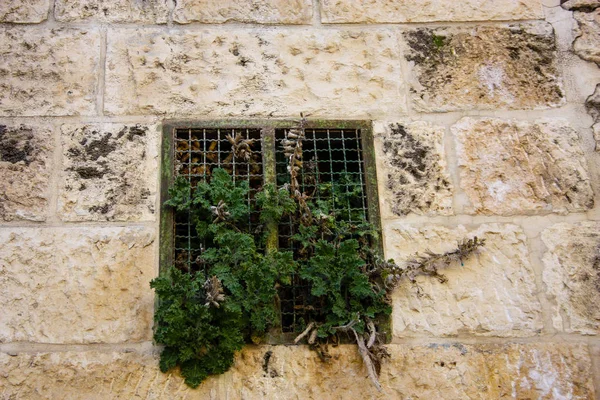 Close Van Een Venster Oude Stad Jeruzalem Israël — Stockfoto