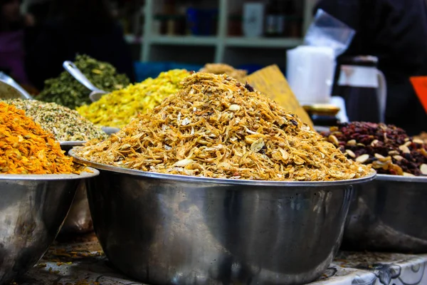 Closed Colored Spices Sold Mahane Yehuda Market Jerusalem Israel — Stock Photo, Image