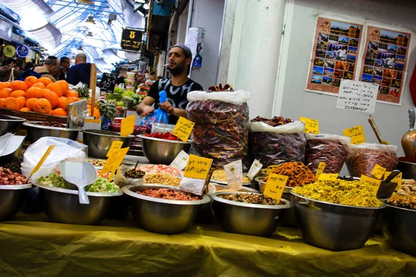 Jerusalén Israel Febrero 2018 Desconocidos Compran Mercado Mahane Yehuda Jerusalén —  Fotos de Stock