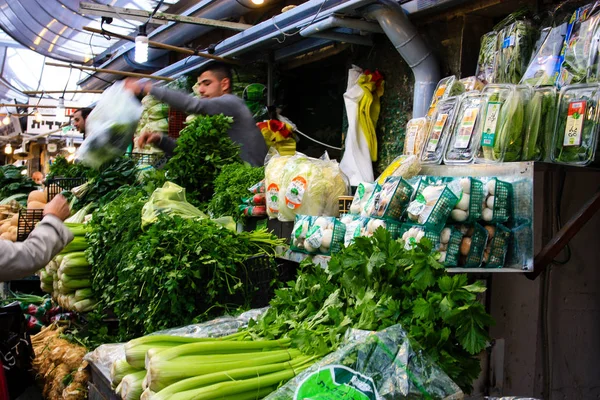 Jerusalem Israel Februari 2018 Okända Människor Shopping Mahane Yehuda Market — Stockfoto