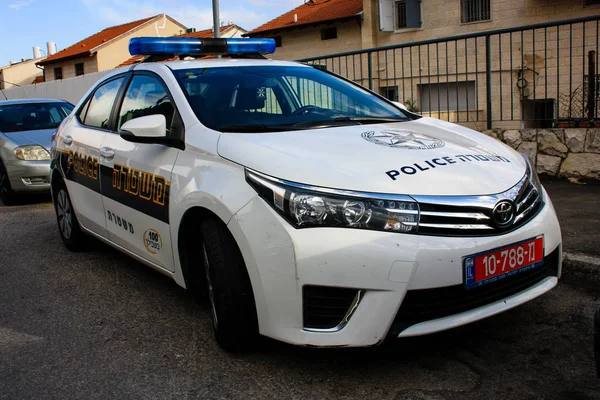 Coche Policía Estacionado Calle Jerusalén Mañana —  Fotos de Stock