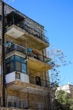 Ha Palmah sokak Katamon alan Kudüs İsrail Mart 14-2018 öğlen binada görünümünü