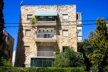 Ha Palmah sokak Katamon alan Kudüs İsrail Mart 14-2018 öğlen binada görünümünü