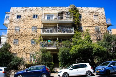 Ha Palmah sokak Katamon alan Kudüs İsrail Mart 14-2018 öğlen binada görünümünü