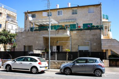 Ha Palmah sokak Katamon alan Kudüs İsrail Mart 14-2018 öğlen binada görünümünü