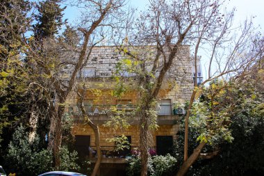 Ha Palmah sokak Katamon alan Kudüs İsrail Mart 14-2018 öğlen binada görünümünü