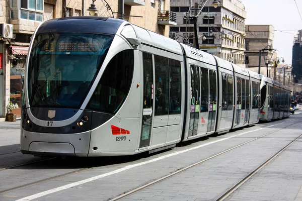 Gerusalemme Israele Marzo 2018 Veduta Del Tram Gerusalemme Delle Persone — Foto Stock