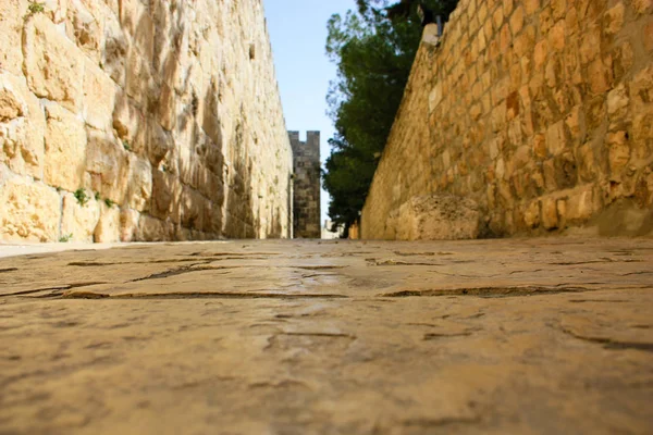 Eski Kudüs Şehri Sabah Sokak Görünümü — Stok fotoğraf