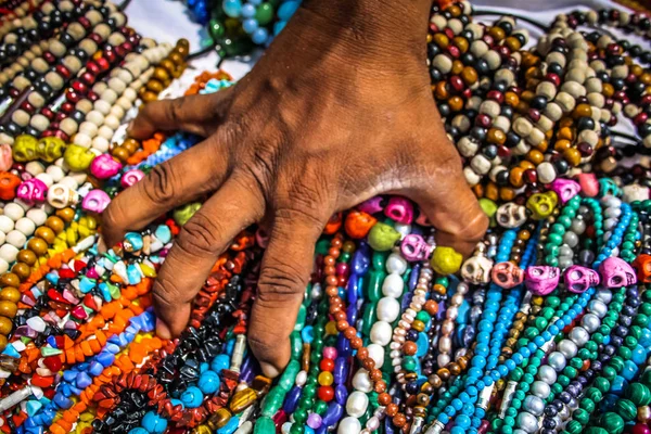 Closeup Colorful Jewelry Sold Beach Southern India — Stock Photo, Image