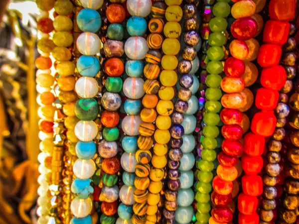 Closeup Colorful Jewelry Sold Beach Southern India — Stock Photo, Image