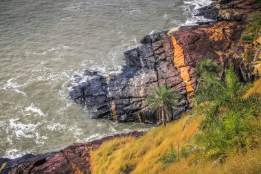 Vahşi kıyı şeridi ve plaj Güney Hindistan'da 