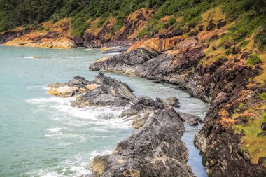 Vahşi kıyı şeridi ve plaj Güney Hindistan'da 