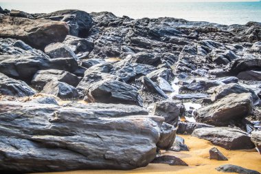Vahşi kıyı şeridi ve plaj Güney Hindistan'da 