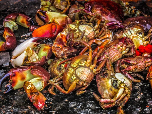 Primer Plano Los Diferentes Tipos Peces Mariscos Que Venden Mercado — Foto de Stock