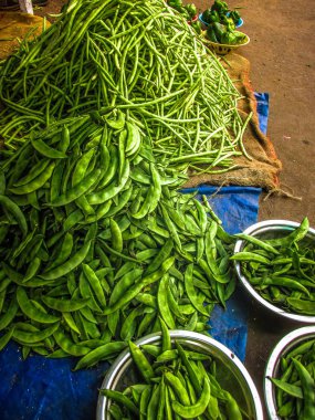 Güney Hindistan'da piyasada satılan çeşitli sebze closeup