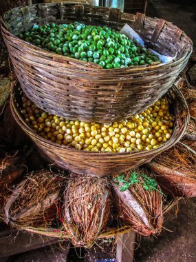 Güney Hindistan'da piyasada satılan çeşitli sebze closeup