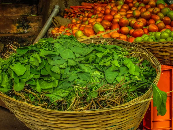 Closeup Různé Zeleniny Prodávané Trhu Jižní Indii — Stock fotografie