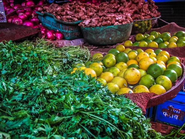 Close Van Diverse Groenten Verkocht Markt Zuid India — Stockfoto