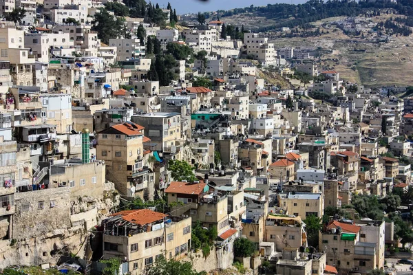 Jerusalém Israel Abril 2018 Vista Panorâmica Área Árabe Cidade Jerusalém — Fotografia de Stock