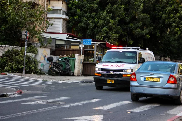 Jérusalem Israël Avril 2018 Vue Une Ambulance Dans Rue Jérusalem — Photo