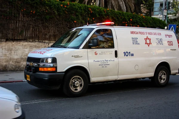 Jerusalén Israel Abril 2018 Vista Una Ambulancia Calle Jerusalén Israel — Foto de Stock