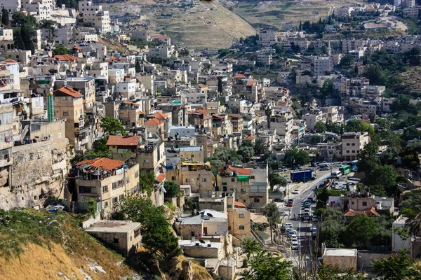 Jerusalem Israel April 2018 Panoramautsikt Över Arabiska Området Staden Jerusalem Royaltyfria Stockbilder