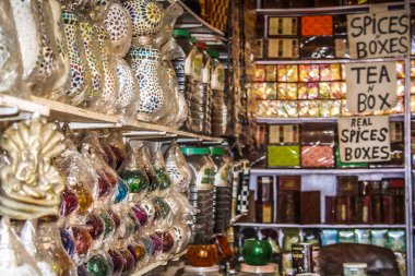 Değişik baharat Hindistan piyasada satılan bir closeup 