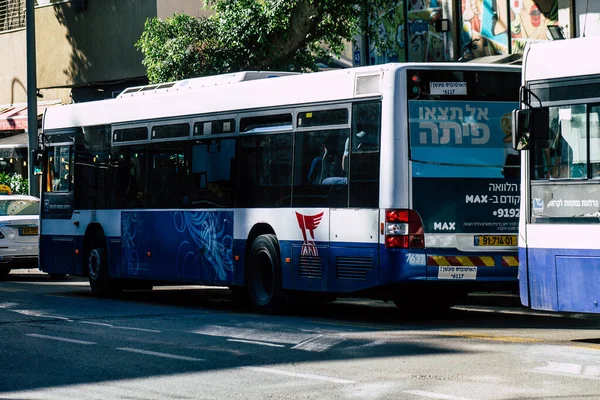 Tel Aviv Israel Diciembre 2019 Vista Autobús Urbano Público Tradicional —  Fotos de Stock