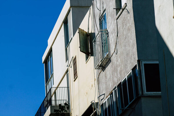 Tel Aviv Israel February 02, 2020 View of the facade of a modern building in the streets of Tel Aviv in the afternoon