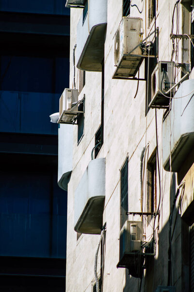 Tel Aviv Israel February 20, 2020 View of the facade of a modern buildings in the streets of Tel Aviv in the afternoon