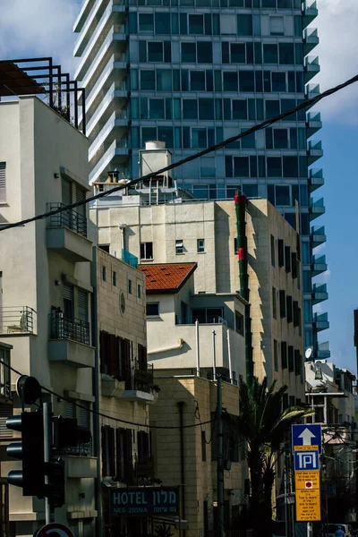 Tel Aviv Israel Febrero 2020 Vista Fachada Edificio Moderno Las —  Fotos de Stock