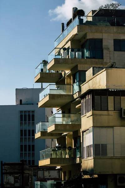Тель Авив Израиль Февраля 2020 Вид Фасад Современных Зданий Улицах — стоковое фото