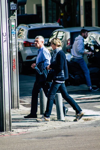 Tel Aviv Israel February 2020 View Unidentified People Walking Streets — Stock Photo, Image