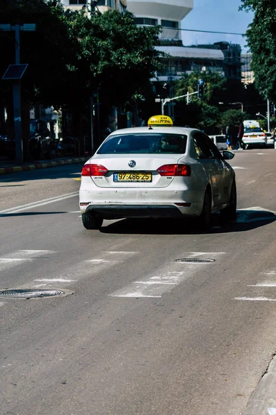 Tel Aviv Izrael Február 2020 Hagyományos Izraeli Taxi Megtekintése Tel — Stock Fotó