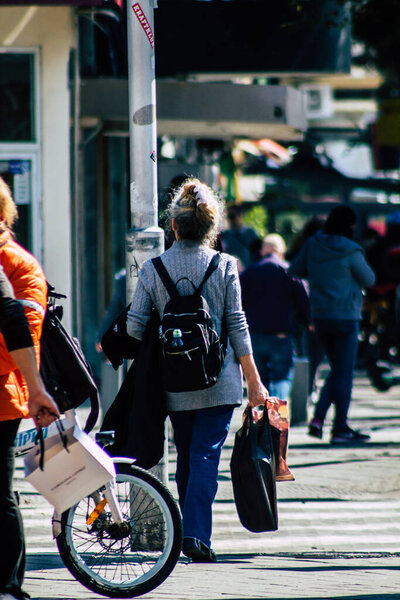 Tel Aviv Israel February 20, 2020 View of unidentified people walking in the streets of Tel Aviv during a sunny day in winter