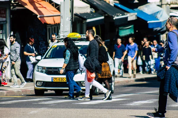 Тель Авив Израиль Февраля 2020 Вид Неизвестных Людей Идущих Улицам — стоковое фото