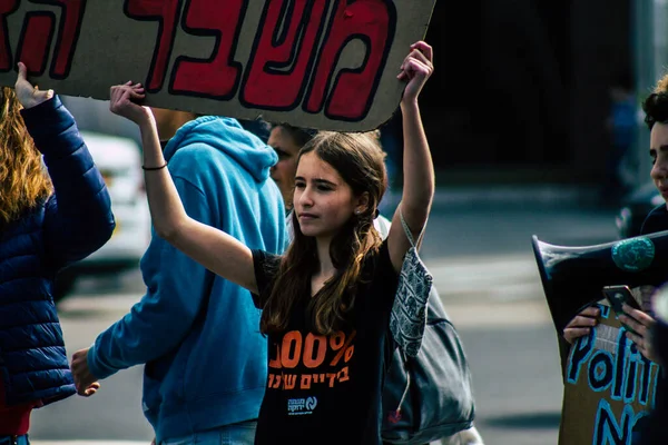 Tel Aviv Israel Febrero 2020 Vista Adolescentes Israelíes Identificados Manifestándose — Foto de Stock