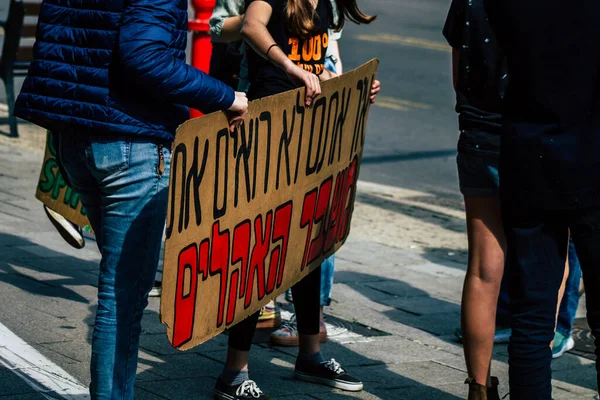 Tel Aviv Israel Února 2020 Pohled Neidentifikované Izraelské Teenagery Demonstrující — Stock fotografie