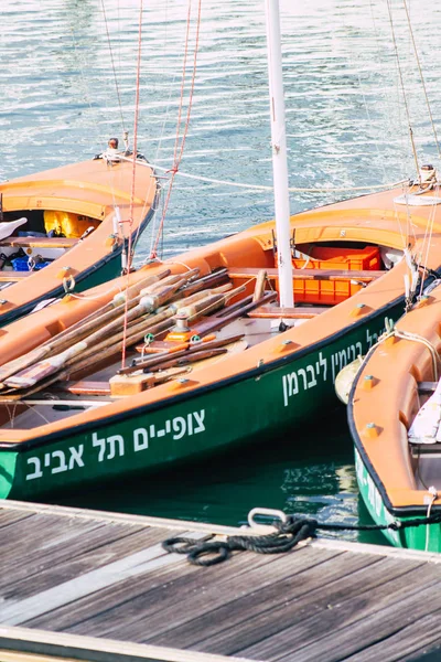 Tel Aviv Israele Febbraio 2020 Veduta Delle Barche Ormeggiate Nel — Foto Stock