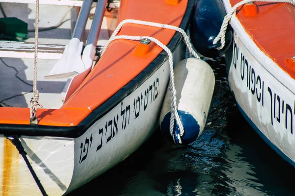 Tel Aviv Israele Febbraio 2020 Veduta Delle Barche Ormeggiate Nel — Foto Stock