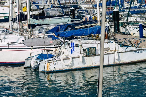 Tel Aviv Israel Febrero 2020 Vista Barcos Amarrados Puerto Deportivo — Foto de Stock