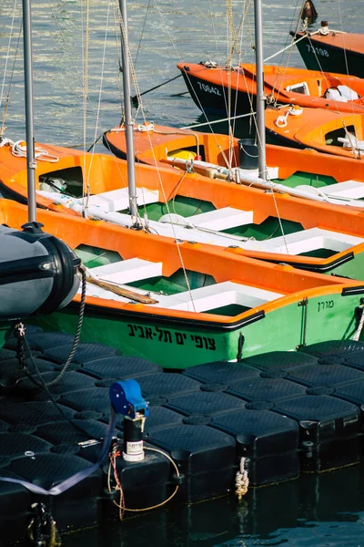 Tel Aviv Israele Febbraio 2020 Veduta Delle Barche Ormeggiate Nel — Foto Stock