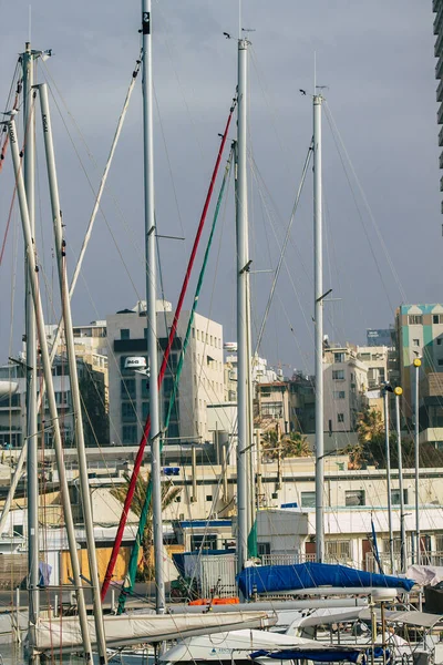 Tel Aviv Israel Febrero 2020 Vista Barcos Amarrados Puerto Deportivo —  Fotos de Stock