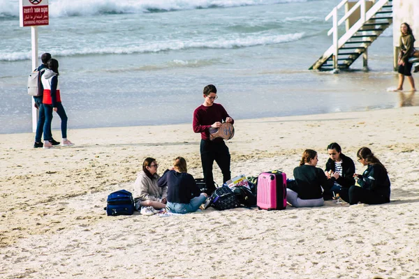 Tel Aviv Israel Fevereiro 2020 Vista Pessoas Israelenses Não Identificadas — Fotografia de Stock