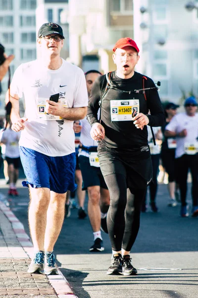 Tel Aviv Israel Febrero 2020 Vista Personas Identificadas Corriendo Maratón —  Fotos de Stock