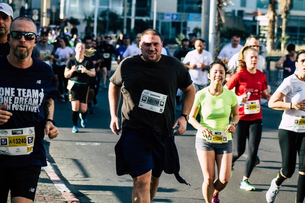 Tel Aviv Srail Şubat 2020 Sabahleyin Tel Aviv Sokaklarında Maraton — Stok fotoğraf