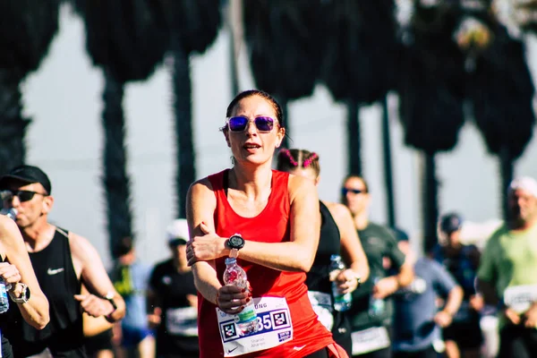 Tel Aviv Israel Febrero 2020 Vista Personas Identificadas Corriendo Maratón —  Fotos de Stock