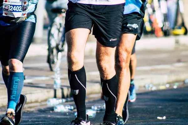 Tel Aviv Israel February 2020 View Unidentified People Running Marathon — Stock Photo, Image