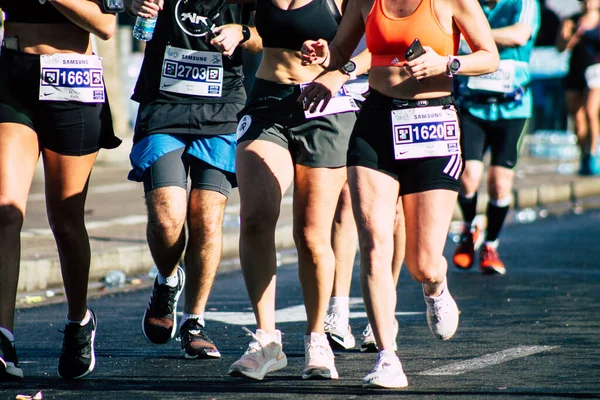 Tel Aviv Israel February 2020 View Unidentified People Running Marathon — Stock Photo, Image